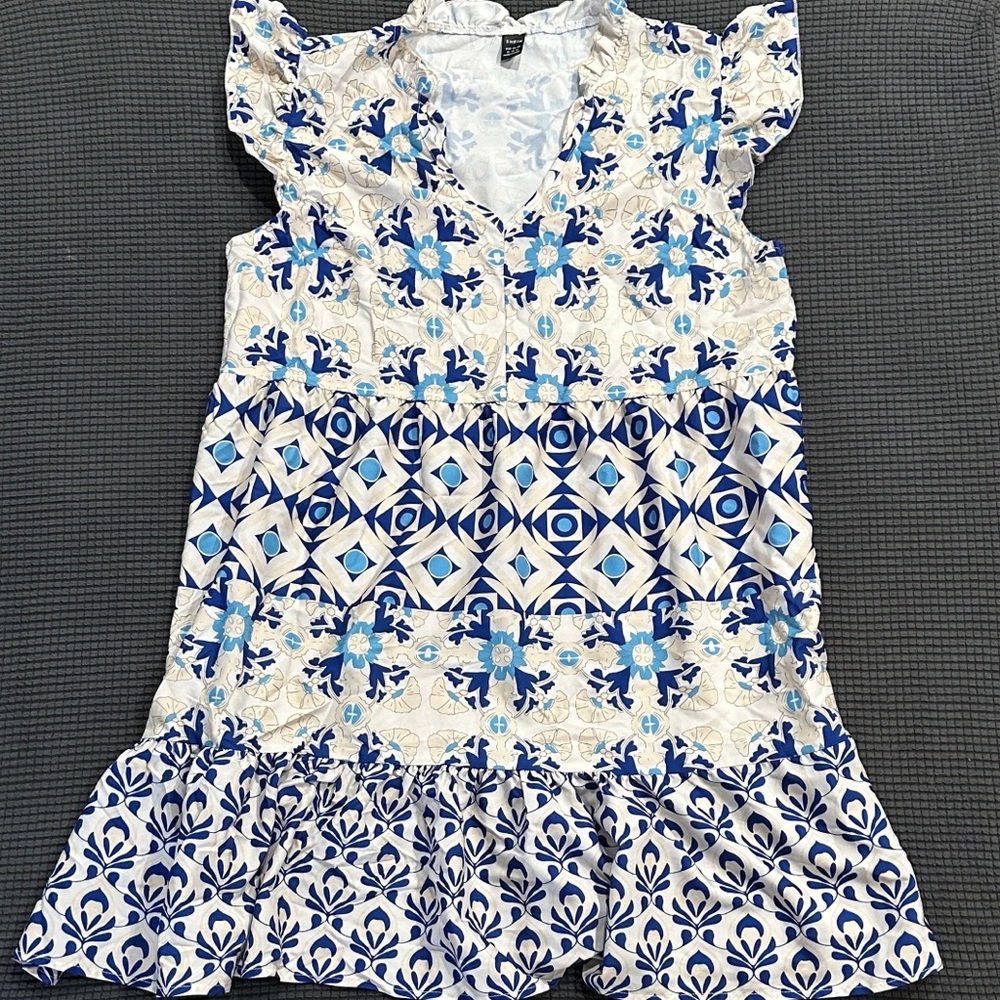SHEIN Floral Blue and White Dress